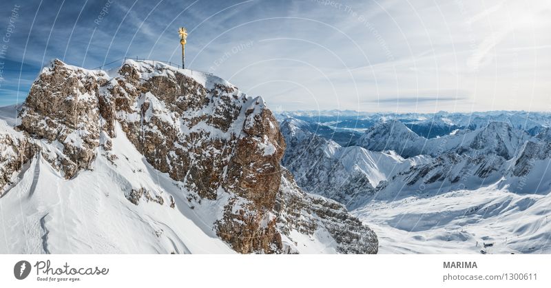 wondervoll winter day on the Zugspitze Ferien & Urlaub & Reisen Tourismus Freiheit Sonne Winter Berge u. Gebirge Natur Landschaft Wolken Felsen Alpen