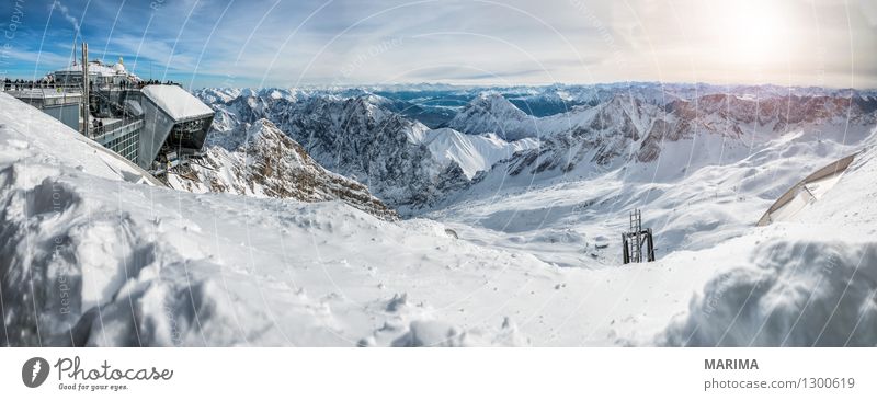 wondervoll winter day on the Zugspitze Ferien & Urlaub & Reisen Tourismus Freiheit Sonne Winter Berge u. Gebirge Natur Landschaft Wolken Felsen Alpen