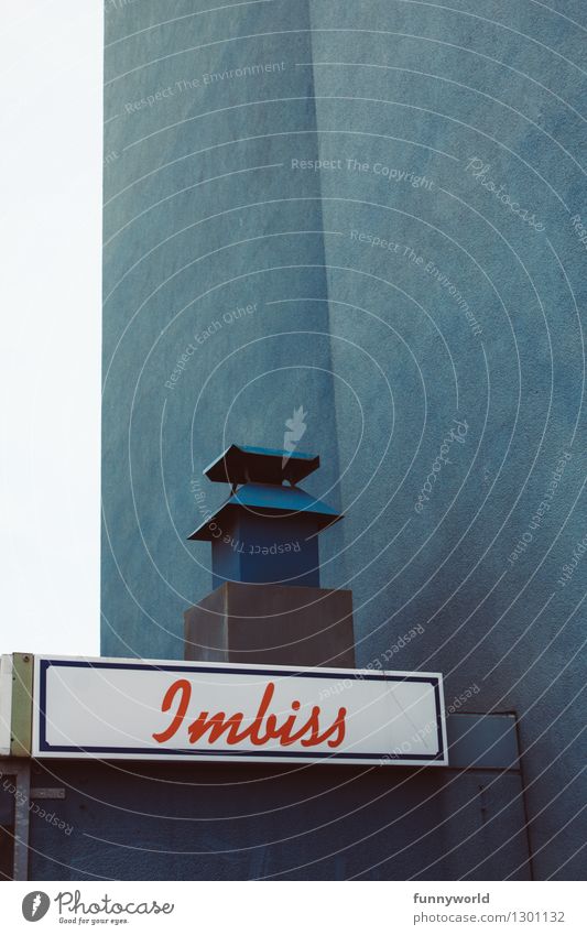 Imbiss, die Dritte! Stil Design Freizeit & Hobby Perspektive Pause Mittagspause Kiosk Schornstein blau orange Fünfziger Jahre Schilder & Markierungen Snack