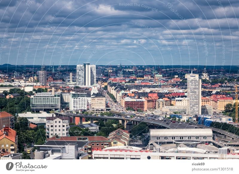 Blick auf Stockholm Erholung Ferien & Urlaub & Reisen Tourismus Haus Wolken Küste Stadt Hauptstadt Gebäude Architektur Sehenswürdigkeit blau Schweden