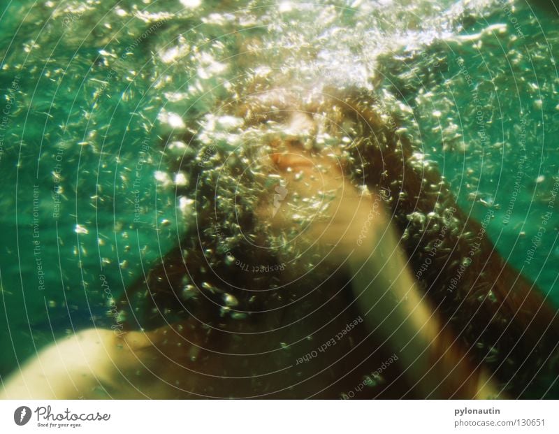 Seeungeheuer Schwimmbad tauchen türkis Hand Oberkörper ertrinken Luft Meer Ferien & Urlaub & Reisen Nixe rot Schulter seeungeheuer Unterwasseraufnahme blau