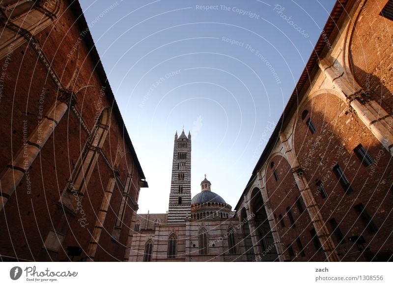 Zwischenbebauung Ferien & Urlaub & Reisen Tourismus Städtereise Wolkenloser Himmel Schönes Wetter Siena Italien Toskana Stadt Stadtzentrum Altstadt Menschenleer