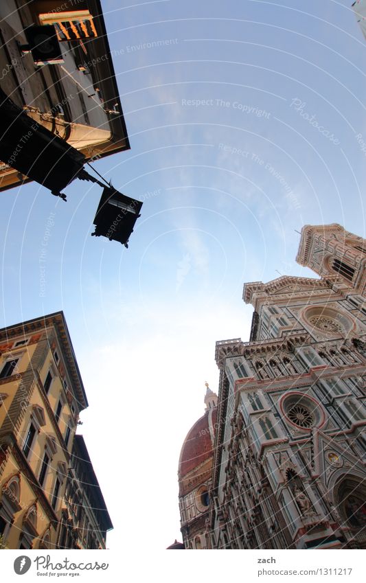 beleuchtet Florenz Italien Toskana Stadt Stadtzentrum Altstadt Menschenleer Religion & Glaube Kirche Dom Palast Platz Turm Bauwerk Architektur Sehenswürdigkeit