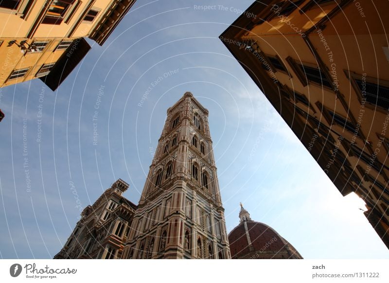 Dom Minanz Ferien & Urlaub & Reisen Tourismus Städtereise Wolkenloser Himmel Schönes Wetter Florenz Italien Toskana Stadt Stadtzentrum Altstadt Menschenleer