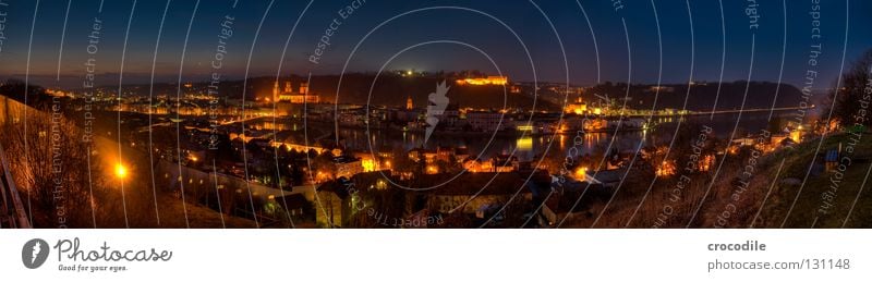 Passau II Bayern HDR Stadt Rathaus Haus Beleuchtung Panorama (Aussicht) Wohnung dunkel Grenze Brauerei Sonnenuntergang Langzeitbelichtung historisch Dom Kloster