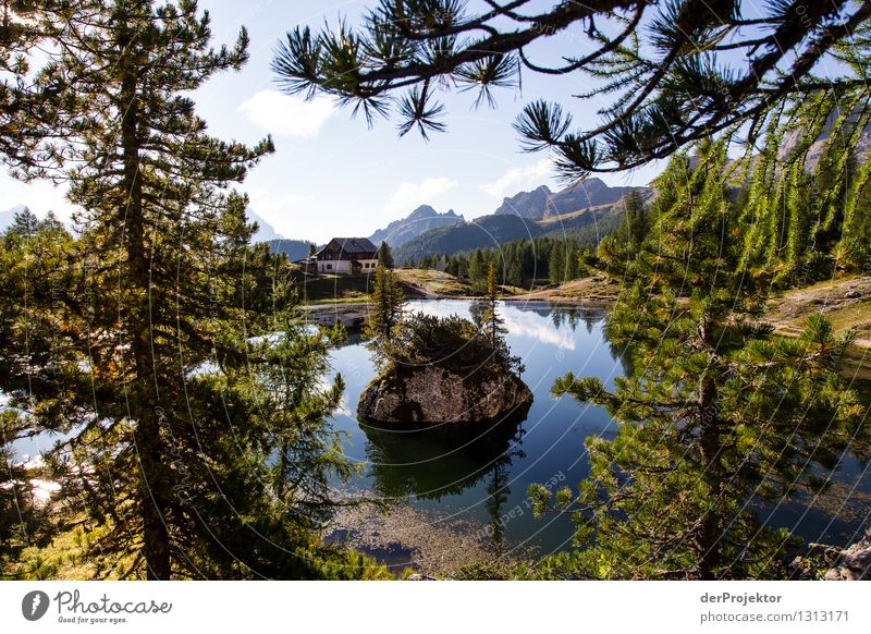 Morgens am See: Rifugio Croda da Logo Ferien & Urlaub & Reisen Tourismus Ausflug Abenteuer Ferne Freiheit Sommerurlaub Berge u. Gebirge wandern Umwelt Natur