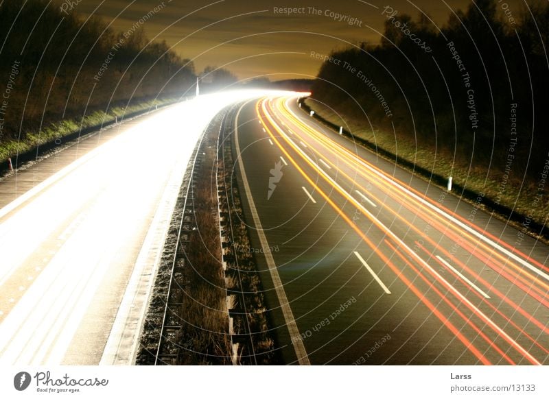 sauerlandlinie bei nacht 4 Autobahn Nacht Langzeitbelichtung Licht Geschwindigkeit Verkehr