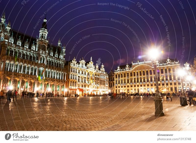 Brüssel bei Nacht schön Ferien & Urlaub & Reisen Tourismus Himmel Kleinstadt Stadt Platz Rathaus Gebäude Architektur Denkmal alt historisch Zentrum urban