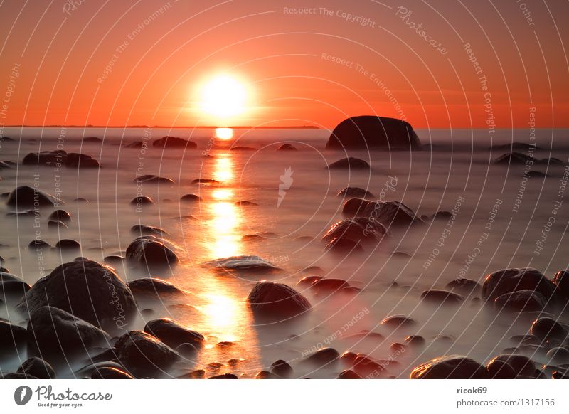 Ostseeküste Sonne Natur Landschaft Felsen Küste Meer Stein blau Romantik Idylle Ferien & Urlaub & Reisen Tourismus Sonnenuntergang Steinblock Himmel Rügen Lohme