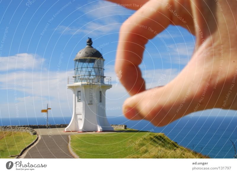 Weg bist, Du! Umhang Neuseeland Küste Schifffahrt Leuchturm Cape Reinga Tasman Sea Pacific Sea chess