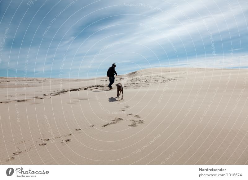 Gegen den Wind..... Ferien & Urlaub & Reisen Ausflug Abenteuer Ferne Freiheit Mensch maskulin Junger Mann Jugendliche 1 Natur Landschaft Urelemente Sand Himmel