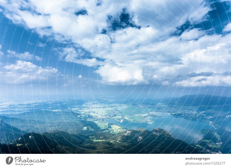 Blaukraft Umwelt Natur Landschaft Luft Wasser Himmel Wolken Frühling Sommer Klima Klimawandel Wetter Schönes Wetter Feld Wald Hügel Berge u. Gebirge Seeufer