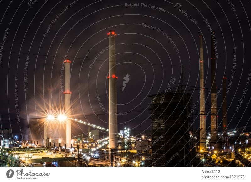 Nachtschicht III Technik & Technologie Energiewirtschaft Energiekrise Industrie Industriefotografie Umwelt Luft Arbeit & Erwerbstätigkeit dunkel Schutz Ofenrohr