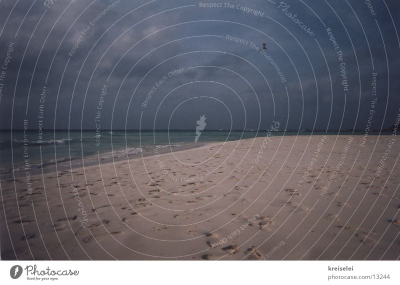 Spuren im Sand Meer Ferien & Urlaub & Reisen Fußspur ruhig Strand Himmel