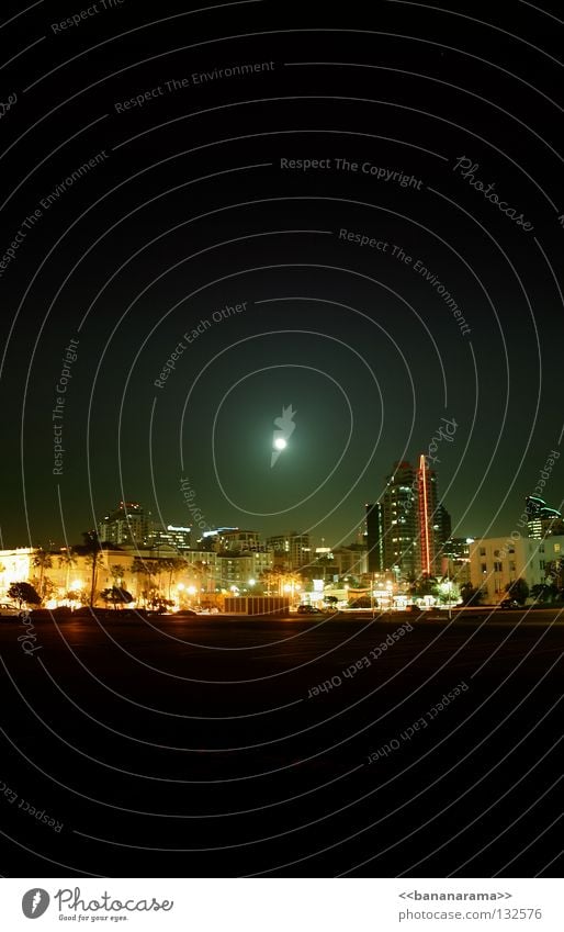 San Diego Night Nacht Hochhaus Haus Stadtzentrum Kalifornien Los Angeles Langzeitbelichtung Panorama (Aussicht) Skyline San Diego County Licht Mond night Himmel