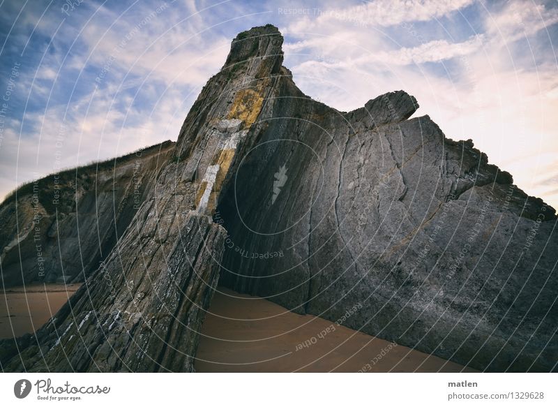 Tor zum Mittelpunkt der Erde Umwelt Natur Landschaft Sand Himmel Wolken Sonnenaufgang Sonnenuntergang Klima Wetter Schönes Wetter Felsen Strand blau braun gelb