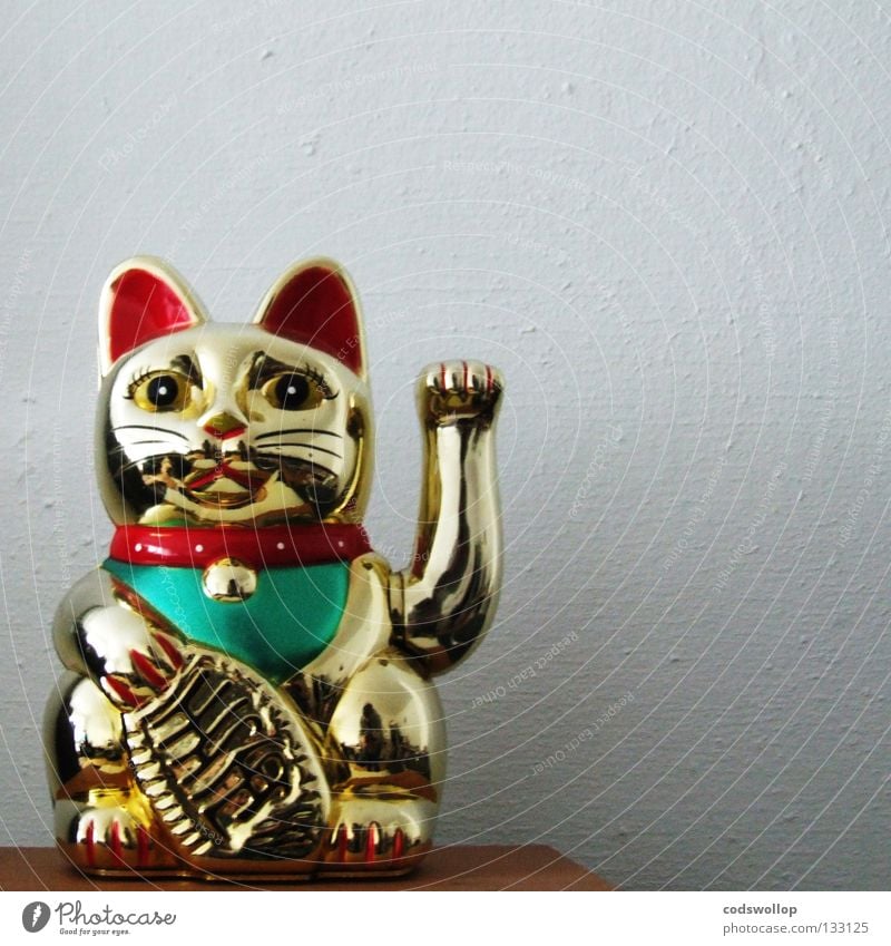 chairman meow Imbiss heilig Götze Statue Chinesisch Katze Kraft China winken Tempel Gotteshäuser Asien plastic cat figürchen figure noodles cut price wave