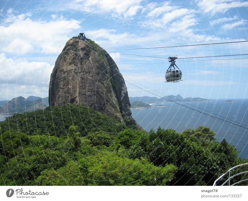 Bondinho Pão de Açúcar Rio de Janeiro Seilbahn Brasilien Wahrzeichen Denkmal Felsen Botofago-Bucht Bekanntheit Gondellift Ausflug Ausflugsziel Sehenswürdigkeit