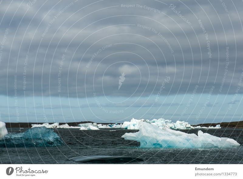 Eisberge Umwelt Natur Urelemente Wasser Klimawandel Frost Island kalt Sauberkeit blau Farbfoto Gedeckte Farben Außenaufnahme Menschenleer Textfreiraum oben