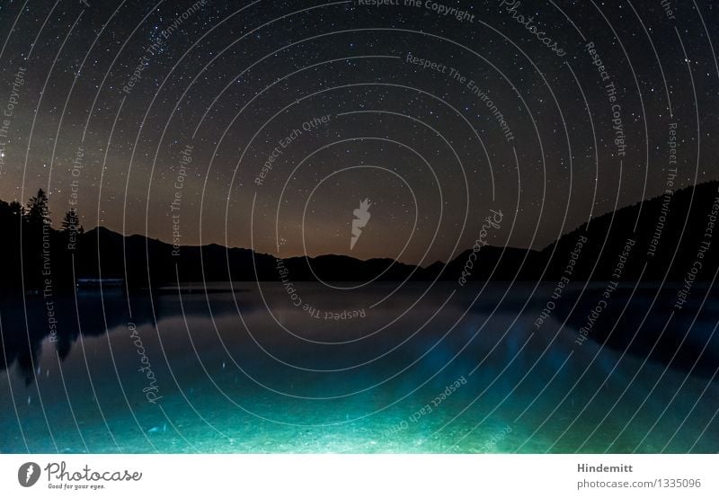 Walchensee Umwelt Natur Landschaft Himmel Wolkenloser Himmel Nachthimmel Stern Herbst Klima Klimawandel Schönes Wetter Baum Wald Hügel Alpen Gipfel Küste