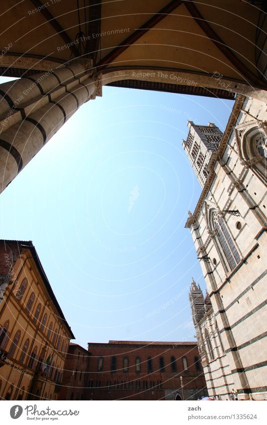 the inner circle Wolkenloser Himmel Siena Italien Toskana Kleinstadt Stadt Stadtzentrum Altstadt Haus Kirche Dom Palast Platz Turm Bauwerk Gebäude Architektur