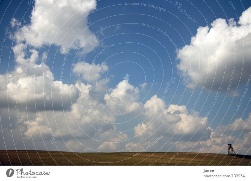 Wolkenkuckucksheim Aussicht Hochsitz Wiese Feld Jäger Einsamkeit weiß Horizont ruhig Hintergrundbild Brandenburg Wohnung Raum sehr wenige Wächter Posten