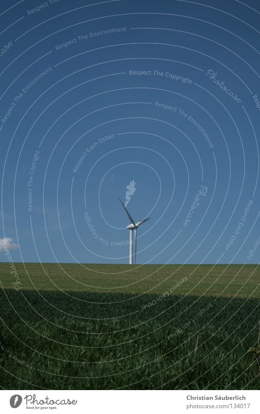 saubere Energie II Windkraftanlage Elektrizität ökologisch Erneuerbare Energie umweltfreundlich Windgeschwindigkeit Zukunft Wolken Wiese Feld Zwilling Grobian