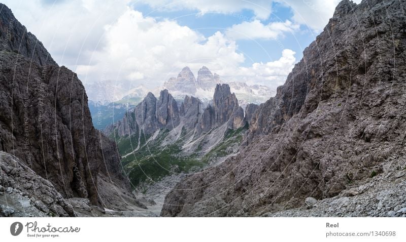 Dolomiten Abenteuer Ferne Natur Landschaft Urelemente Erde Himmel Wolken Sommer Schönes Wetter Felsen Alpen Berge u. Gebirge Sextener Dolomiten Drei Zinnen