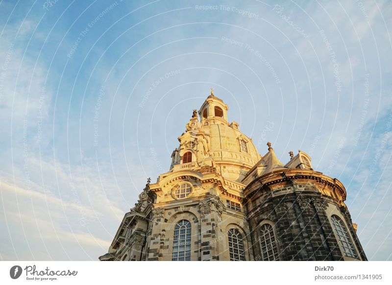 Wider den Wahnsinn Tourismus Sightseeing Städtereise Himmel Wolken Sonnenlicht Sommer Schönes Wetter Dresden Stadtzentrum Altstadt Kirche Dom Turm Fassade