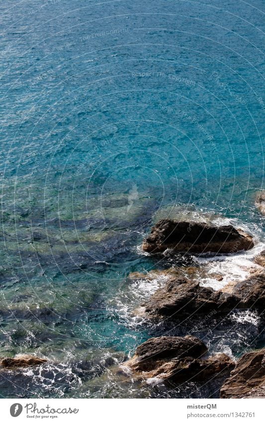 Klippen. Kunst ästhetisch Meer Mittelmeer Ferien & Urlaub & Reisen Küste Wasser Stein Brandung Wellen Urlaubsfoto Riff Farbfoto Gedeckte Farben Außenaufnahme