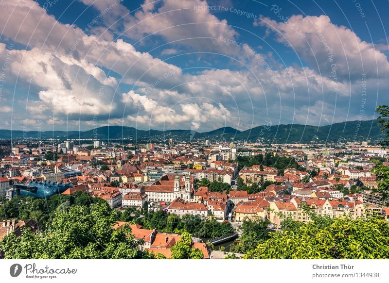 Graz City Leben harmonisch Wohlgefühl Ferien & Urlaub & Reisen Tourismus Ausflug Natur Pflanze Tier Wolken Sommer Schönes Wetter Baum Sträucher Hügel Alpen