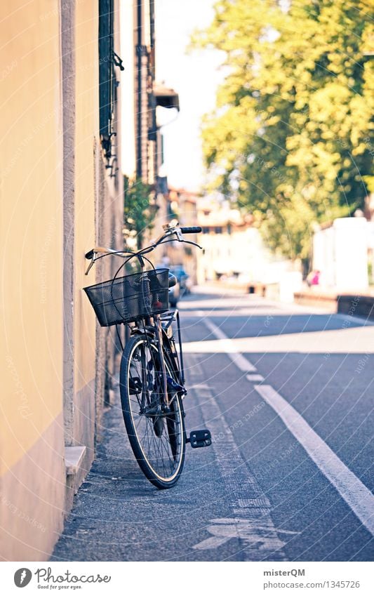 Milch vergessen... Kunst ästhetisch Fahrrad Fahrradfahren Fahrradtour Fahrradweg Fahrradlenker Fahrradausstattung Italien Lucca Toskana Urlaubsfoto Farbfoto