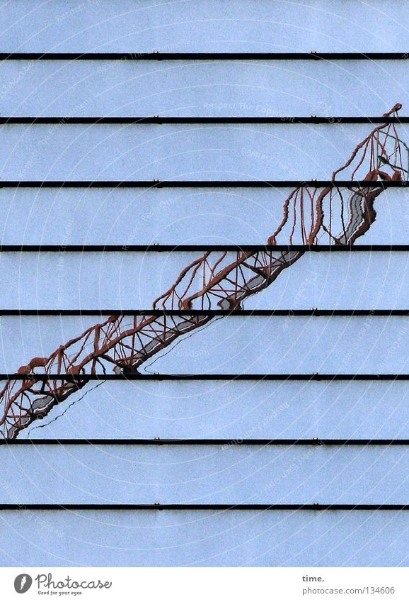 Baukran, funktionstüchtig (I) Kran Reflexion & Spiegelung Alkoholisiert Arbeit & Erwerbstätigkeit Eyecatcher unklar Physik Industrie Detailaufnahme Handwerk