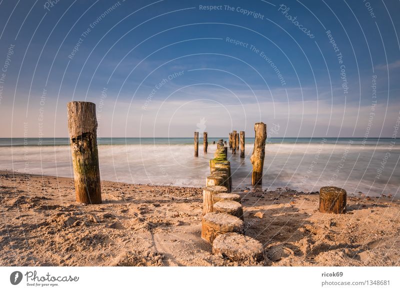 Buhne Erholung Ferien & Urlaub & Reisen Strand Meer Wellen Natur Landschaft Wasser Wolken Küste Ostsee blau Romantik Idylle ruhig Tourismus Himmel