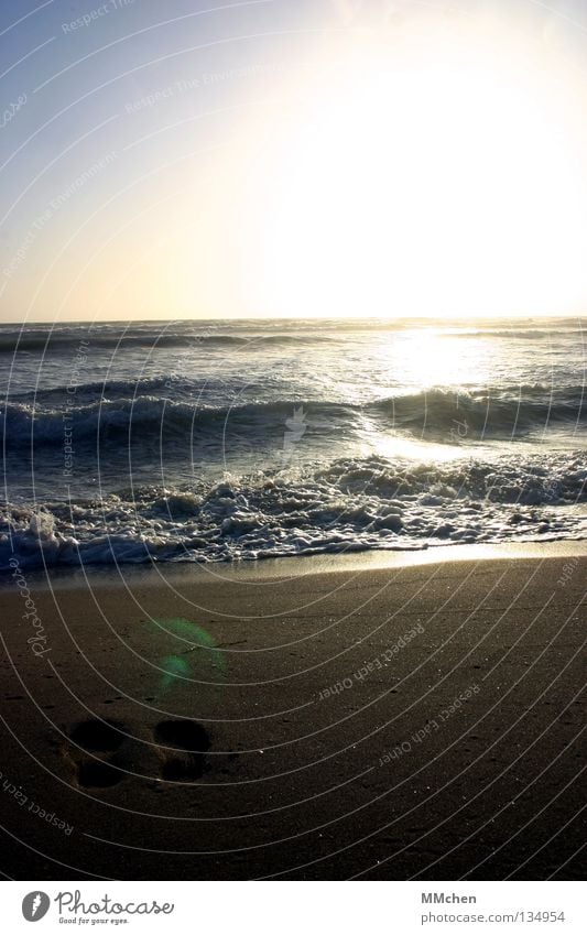 Alles was bleibt... Meer Sehnsucht Fernweh Horizont Strand Fußspur spülen Wellen Rauschen Ebbe Erinnerung Wasser Erde Sand Sonne