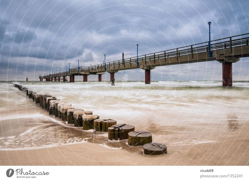 Zingst Ferien & Urlaub & Reisen Strand Winter Natur Landschaft Wasser Wolken Küste Ostsee Meer Architektur Sehenswürdigkeit kalt blau Idylle ruhig Tourismus