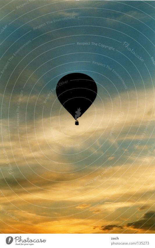 Aus dem Himmel geschnitten aufsteigen Gemälde Blauer Himmel himmelblau Leichtigkeit Luft Flugzeug Schweben ruhig über den Wolken frei Silhouette Sonnenuntergang