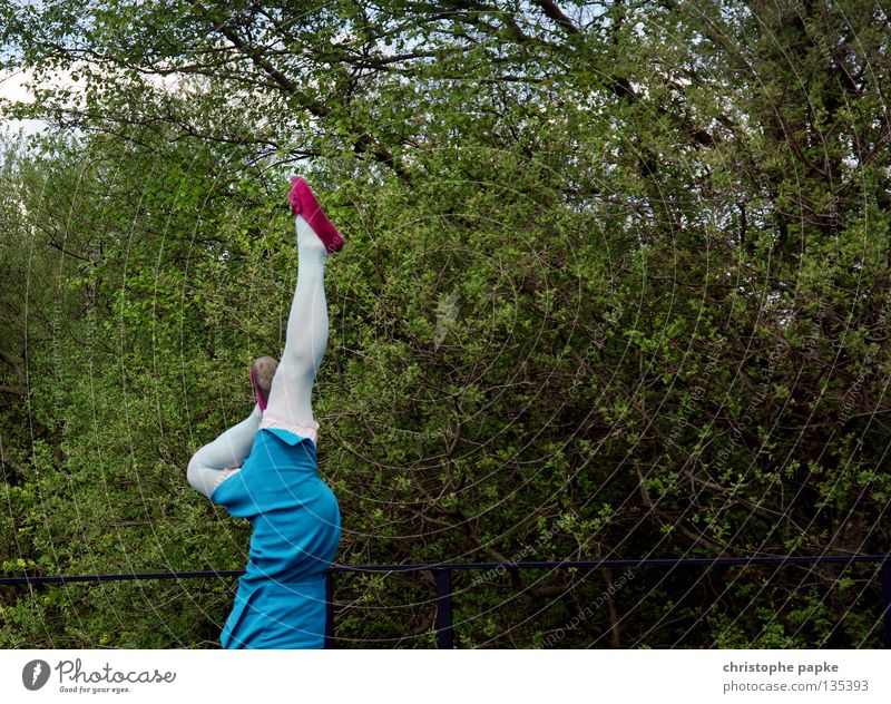 plümerant Tanzen Frau Erwachsene Beine Kunst Künstler Balletttänzer Strumpfhose trashig feminin blau rosa Ausdauer Fitness skurril stagnierend Akrobatik Artist