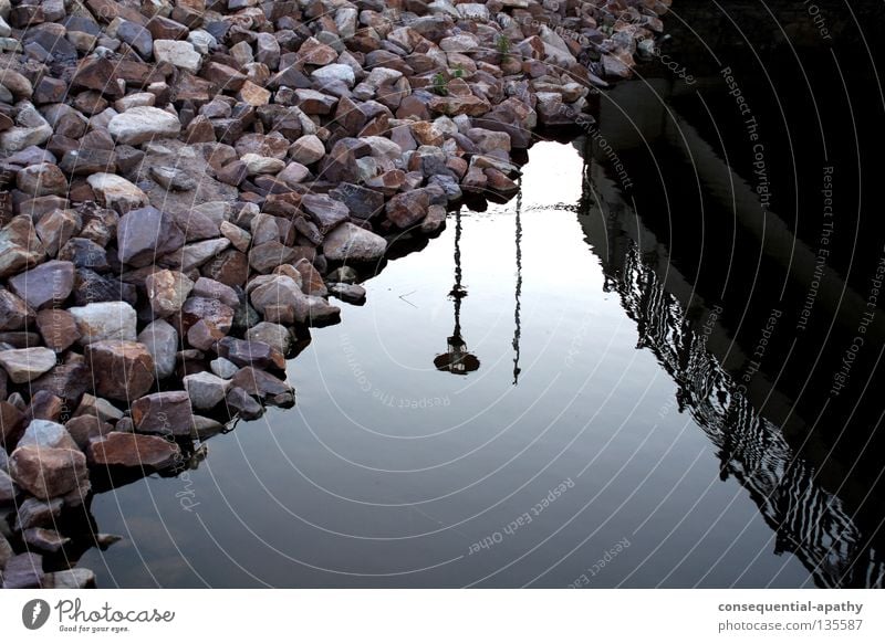 wasser spiegelung... Reflexion & Spiegelung Dinkel Laterne Park grau Wasser Fluss Bach Stein Mineralien Küste Brücke laga gronau blau