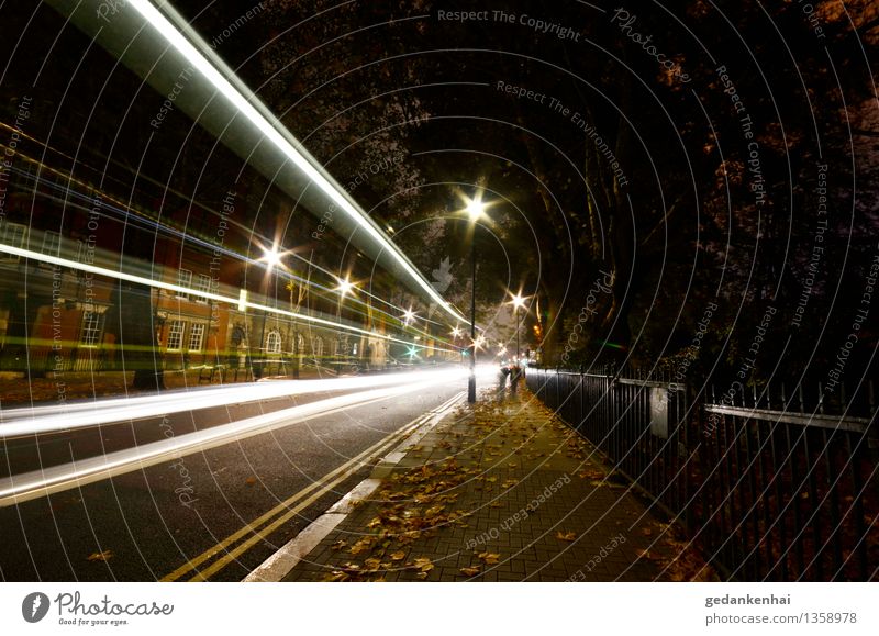 move on High-Tech Stadt Linie Geschwindigkeit mehrfarbig Verkehr Langzeitbelichtung Straße Laub Bewegung Lichtspuren Farbfoto Außenaufnahme Nacht Kunstlicht