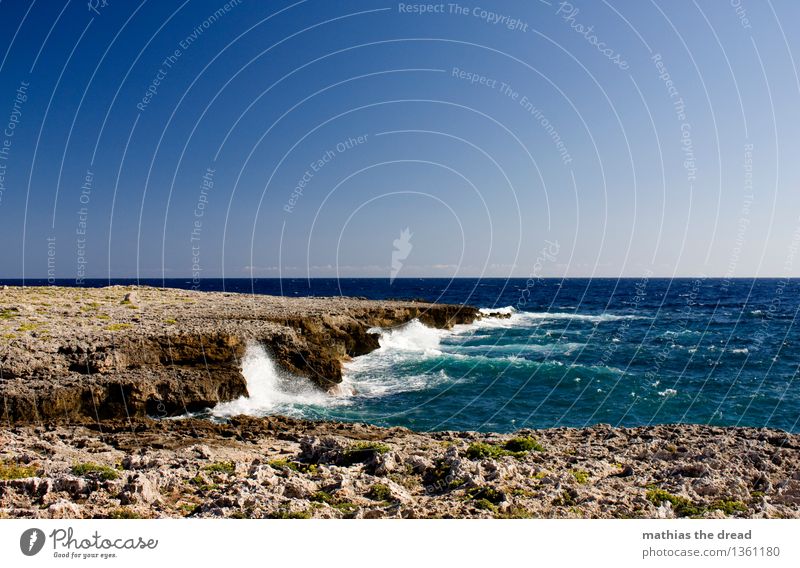 AM MEER Natur Landschaft Wasser Himmel Wolken Horizont Sommer Schönes Wetter Farn Wellen Küste Meer Unendlichkeit Felsen Brandung türkis Naturgewalt Idylle