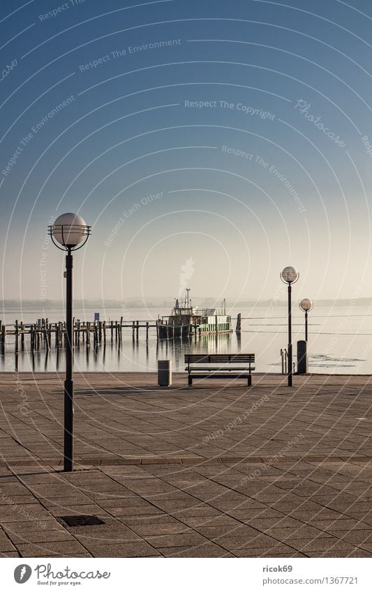 Hafen Meer Winter Natur Landschaft Wasser Küste Ostsee Wasserfahrzeug kalt Ferien & Urlaub & Reisen Tourismus Promenade Salzhaff Laterne Rerik Eis Dalben