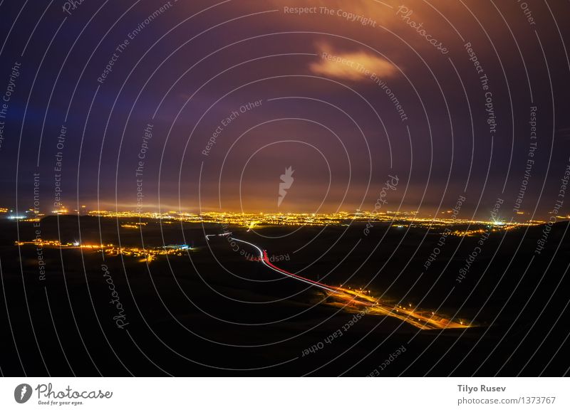 Nacht der Sierra del Perdon Leben Ferien & Urlaub & Reisen Landschaft Stadt Verkehr Straße Autobahn PKW Bewegung dunkel lang rot weiß Farbe Licht schnell
