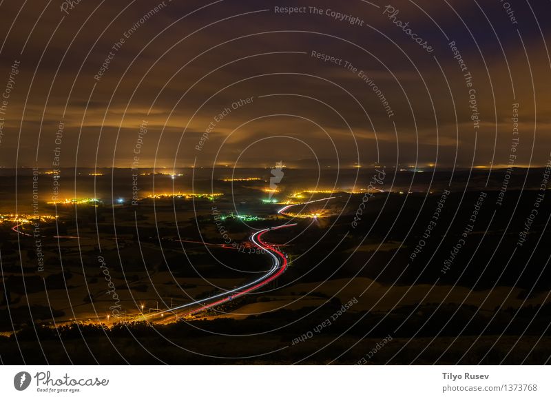 Nacht der Sierra del Perdon Leben Ferien & Urlaub & Reisen Landschaft Stadt Verkehr Straße Autobahn PKW Bewegung dunkel lang rot weiß Farbe Licht schnell