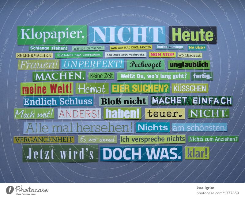 Klopapier. Schriftzeichen Schilder & Markierungen Kommunizieren eckig einzigartig grau grün weiß Gefühle Idee Inspiration Kreativität Kunst Text Satzzeichen