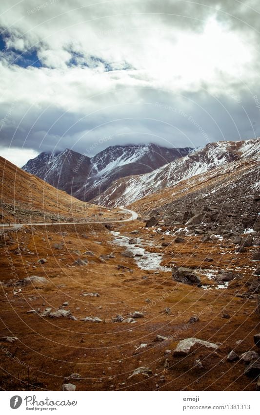 Passhöhe Umwelt Natur Herbst Schönes Wetter Alpen Berge u. Gebirge Bach natürlich braun Schweiz Tourismus Farbfoto Außenaufnahme Menschenleer Tag Weitwinkel