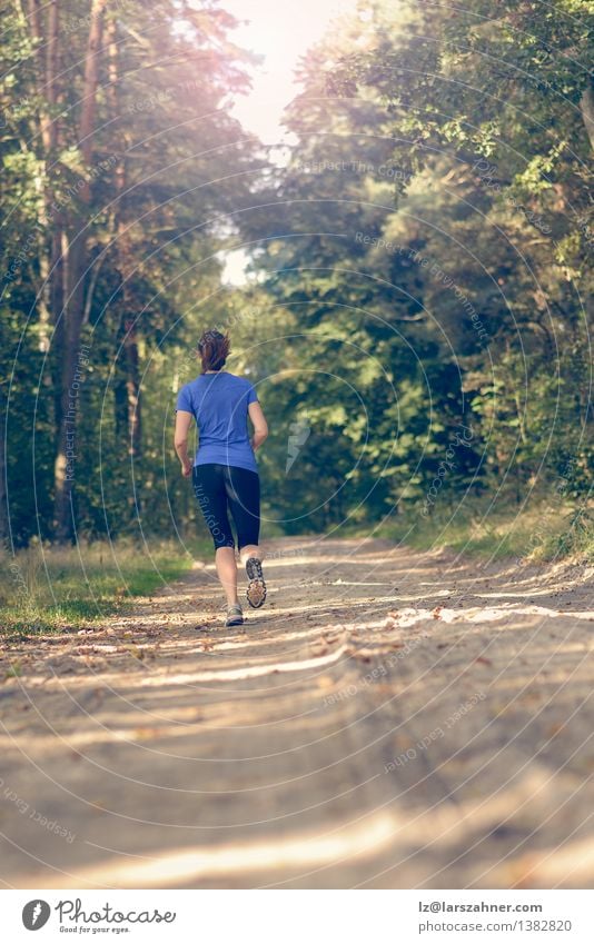 Athletische junge Frau, die entlang einer Schneise rüttelt Lifestyle Körper Sommer Sport Joggen Mädchen Erwachsene 1 Mensch 18-30 Jahre Jugendliche Natur