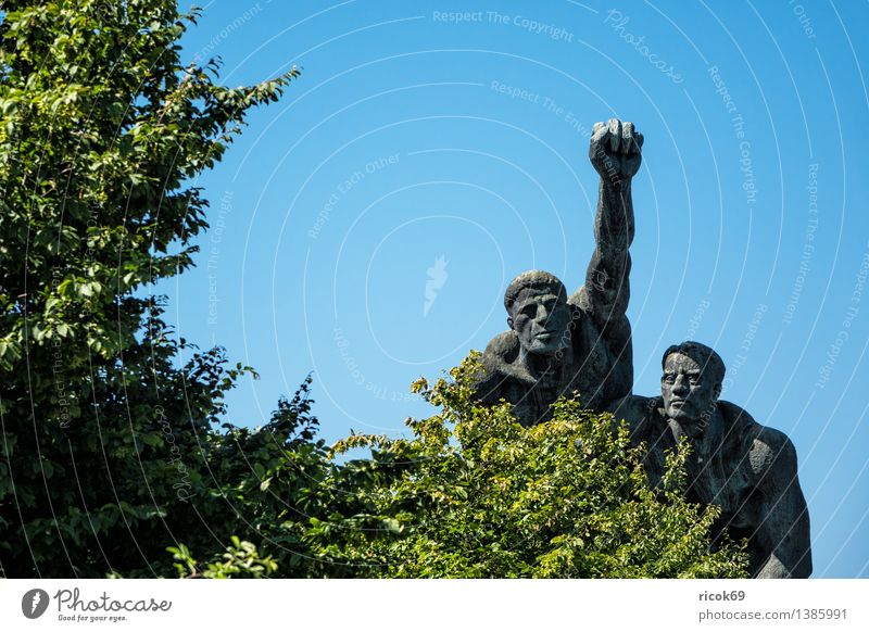 Matrosendenkmal Kunst Wolkenloser Himmel Baum Stadt Bauwerk Architektur Denkmal blau Entschlossenheit Tradition Ziel Statue Rostock