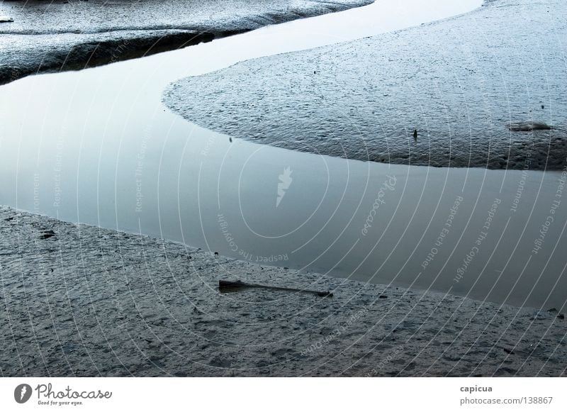 low tide Frieden Fluss Bach Meer sea Shoreline ocean Atlantic river riverbank swamp water blue curve dawn reflection cold Sand