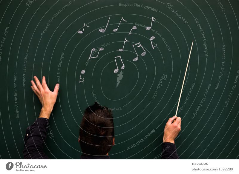 Dirigent Bildung Schule lernen Tafel Schüler Studium Handwerk Mensch maskulin Junger Mann Jugendliche Erwachsene Leben 1 Kunst Künstler Musik Konzert Musiker